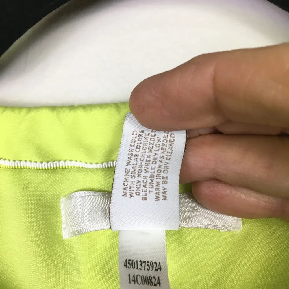 Chico's Quilted Jacket Womens 2 Large‎ Neon Lime Green Excellent Full Zip Pocket
